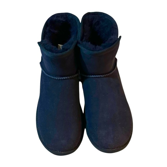 Cozy Navy Blue Mini Shearling Ankle Boots 6 - Picture 3 of 12